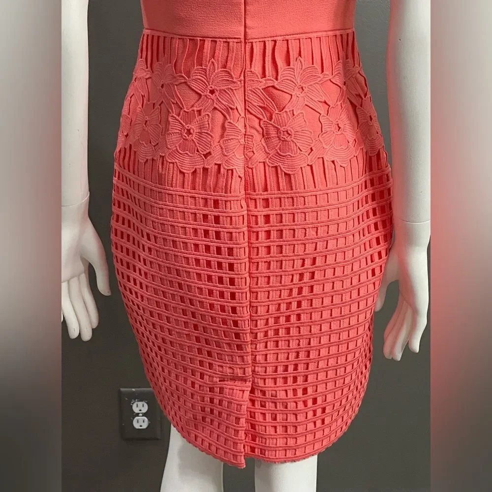 NWT ANTONIO MELANI Coral Textured Midi Sheath Dress Size 2 - Picture 8 of 12